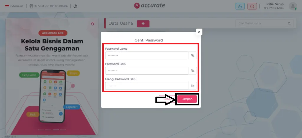 lupa password Accurate Online